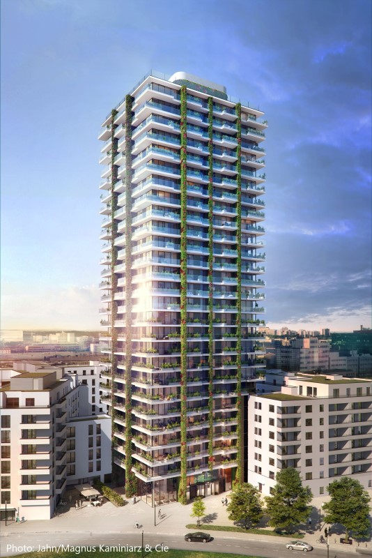 Residential tower Eden Tower in Frankfurt first project with A2 Flexipanels