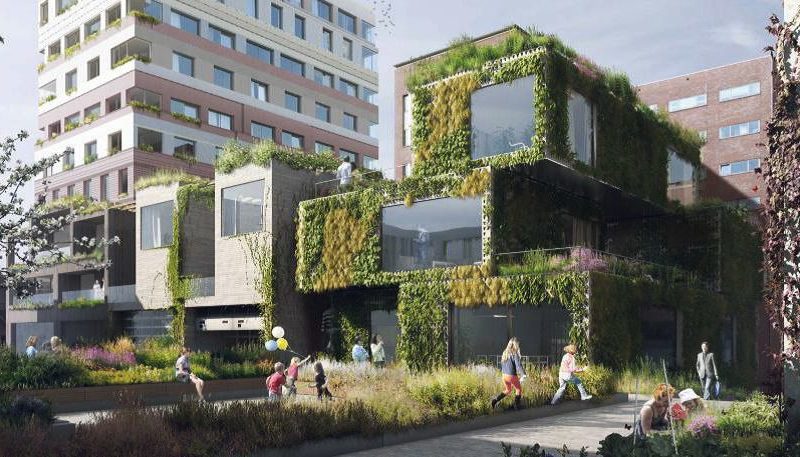 Visualisation nature inclusive building in The Hague