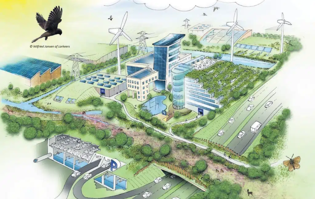 Visualisation of a Climate-proof business park by Wilfried Jansen of Lorkeers