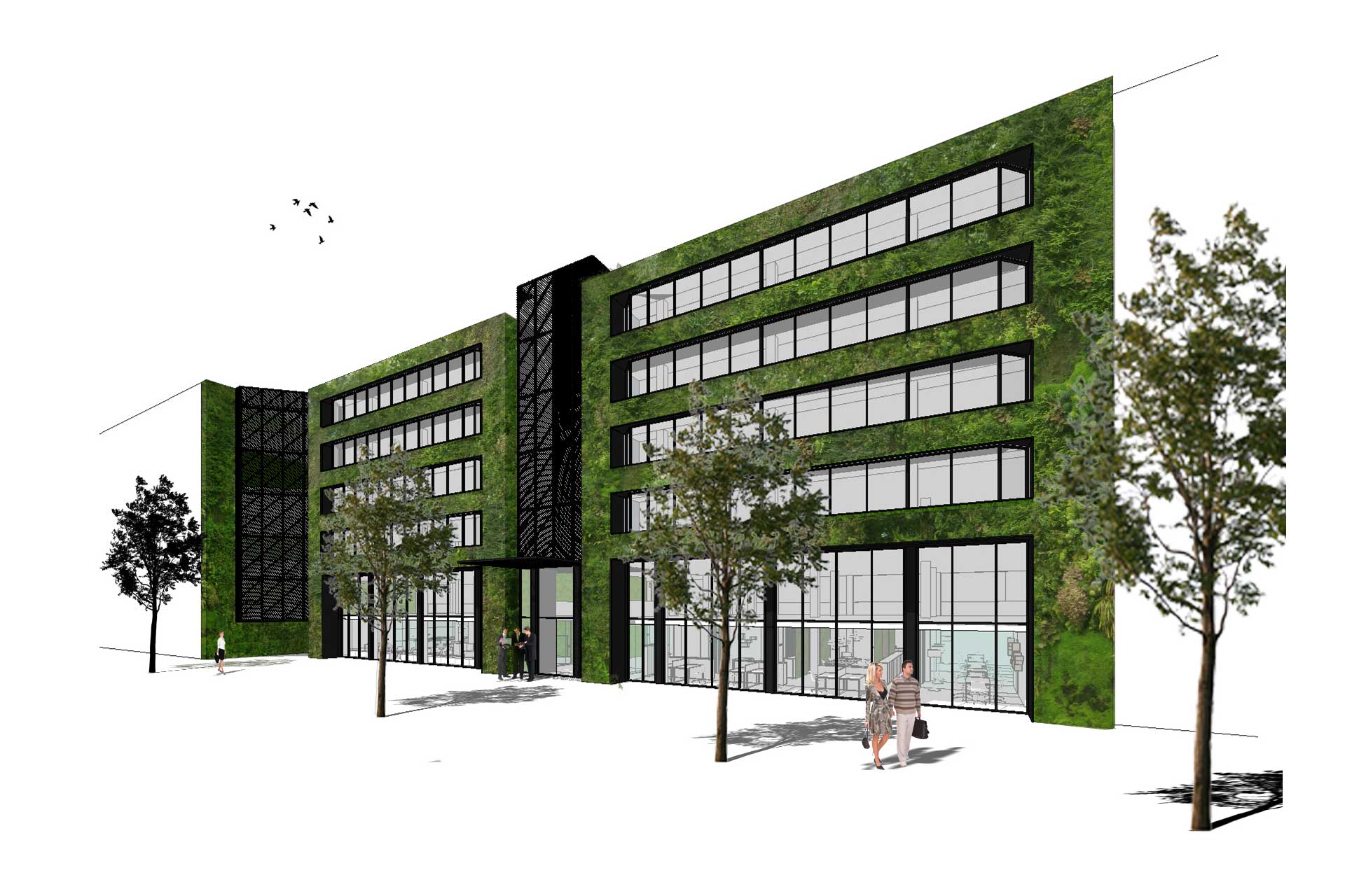  Toute la façade avant de Sky Building sera pourvue d'un système Sempergreenwall