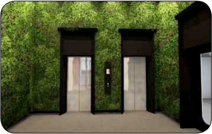 Shanghai Anken Air elevator group with indoor vertical green wall system
