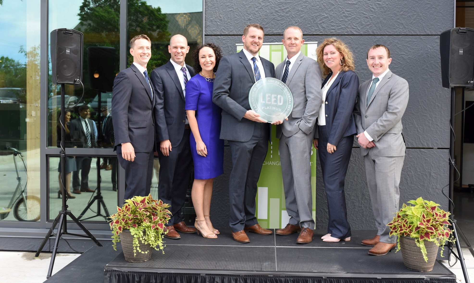 Project team with the LEED plaque