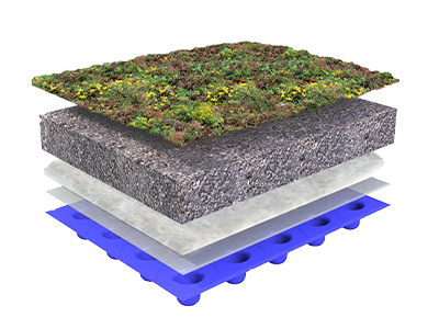 Green roof system structure – flat roof with Sedum