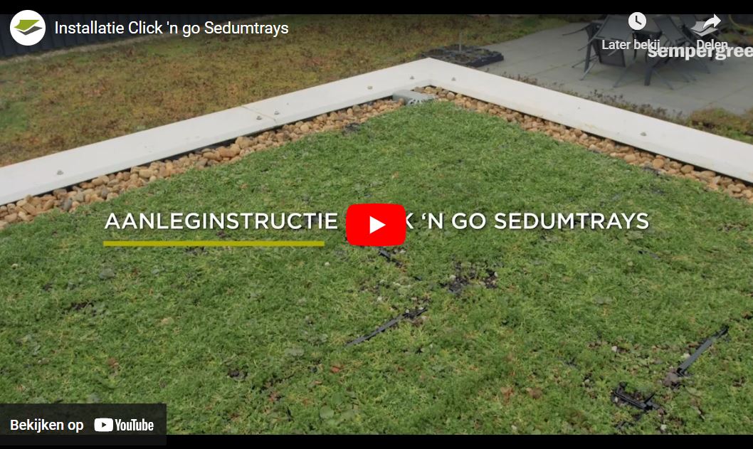 Video en aanleginstructies voor Click 'n go Sedumtrays groendaksysteem