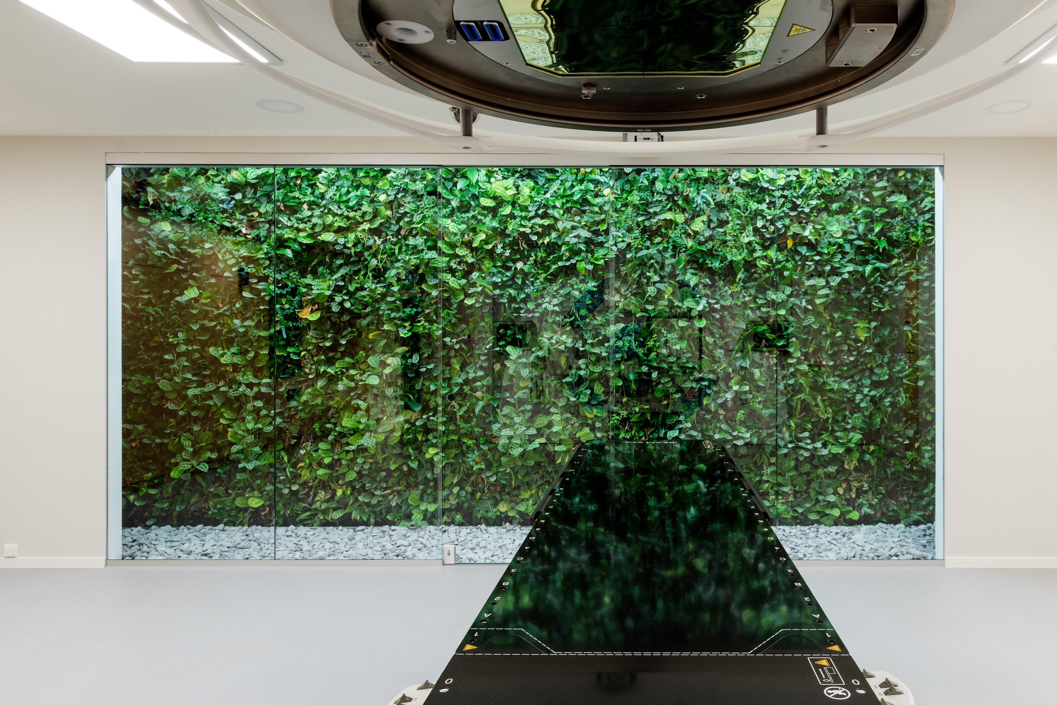 The radiation room, a naturally clinical room, is provided with a living SemperGreenwall. 