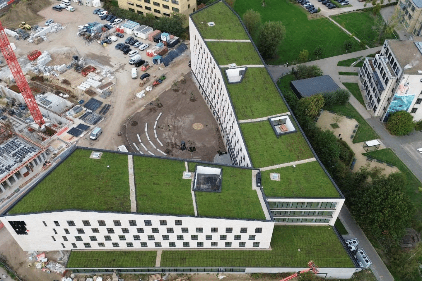 Urban greening Hoebanx Zicht op groen green roof